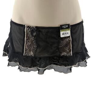 APT 9 Skirted Thong Panty Lingerie Black Cream Womens Medium
